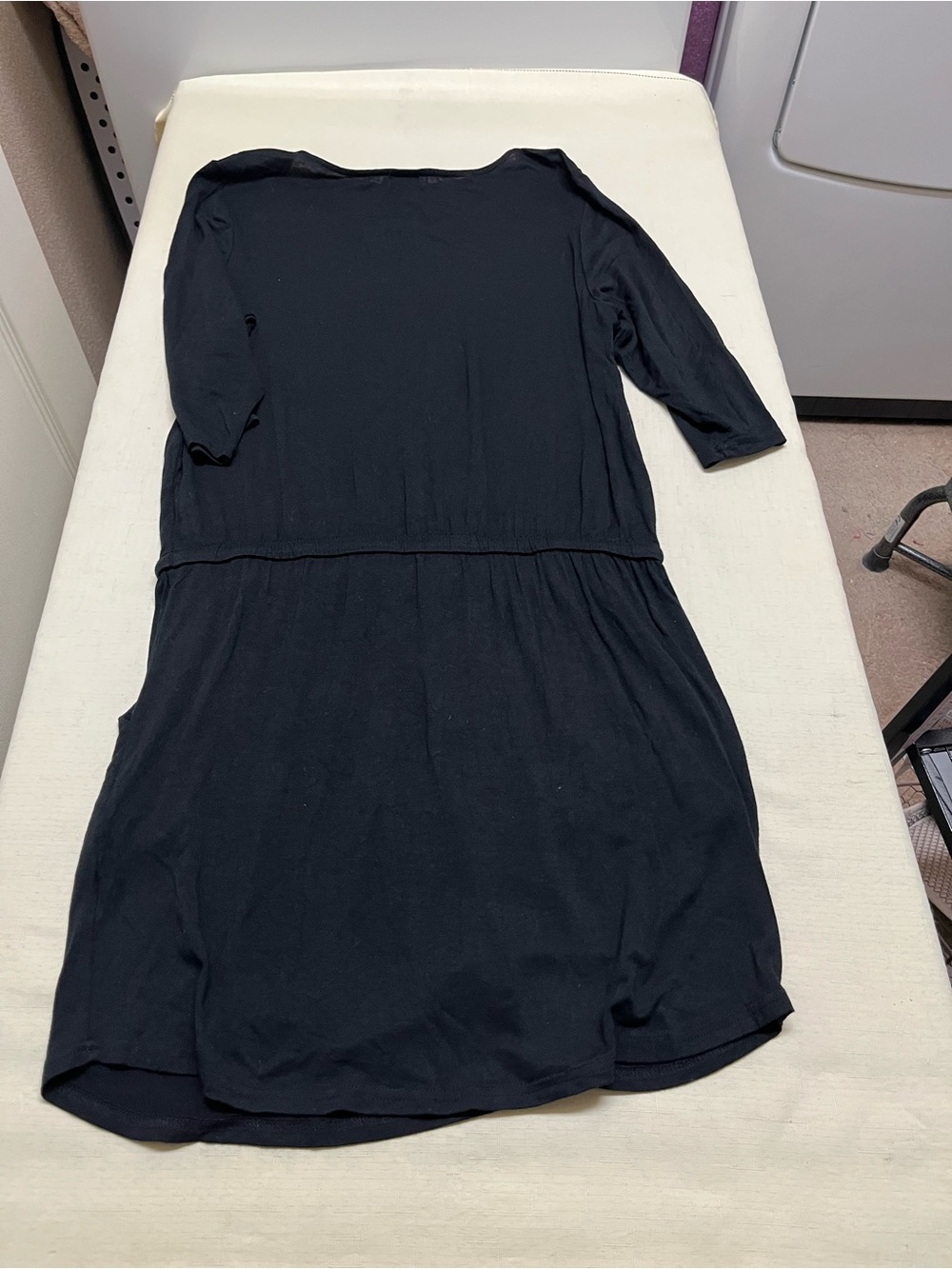 LASCANA L black drawstring waist 3/4 sleeve mini dress with pockets - Picture 7 of 12